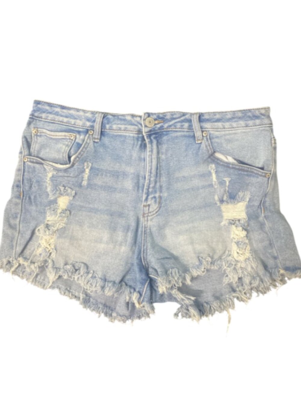 Almost Famous light denim distressed shorts size 17 Jrs